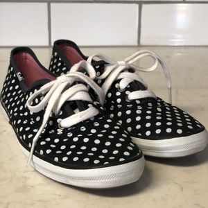 Keds Champion Women's Black White Polkadot Casual Canvas Sneakers Shoes Size: 6